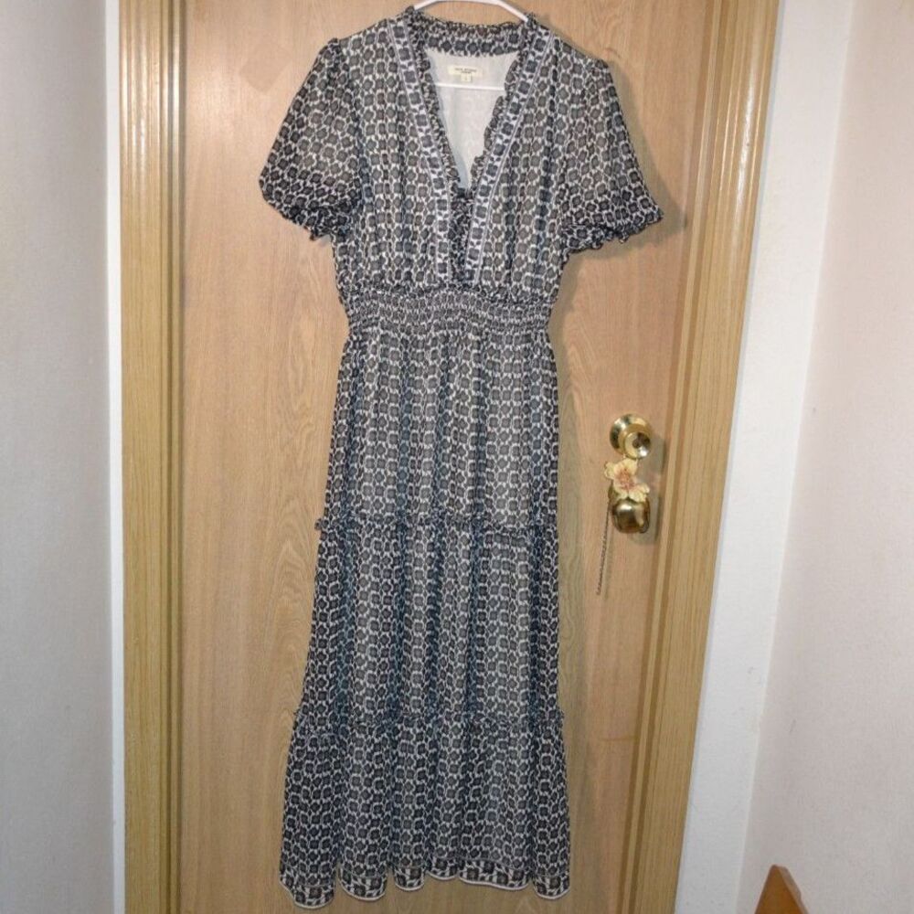 Max Studio Floral Short Sleeve Casual Spring Flowy Ruffle Summer Maxi Dress